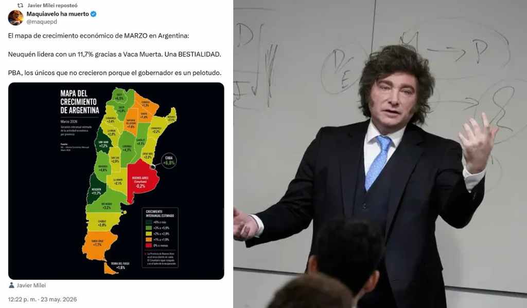 Insólito: Al mapa de crecimiento compartido por Javier Milei le faltan Tucumán y las Malvinas
