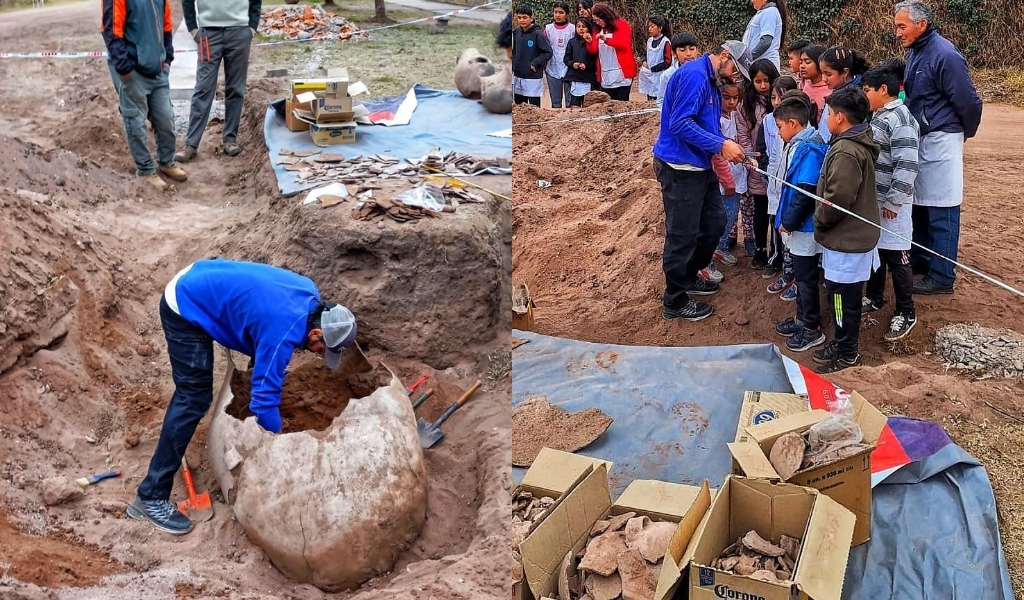 Construían un cordon cuneta en el centro de El Tala y hallaron restos arqueológicos de la cultura La Candelaria