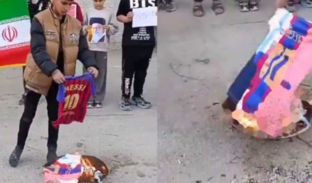 Niños iraníes queman camisetas de Messi tras la visita a Trump en la Casa Blanca