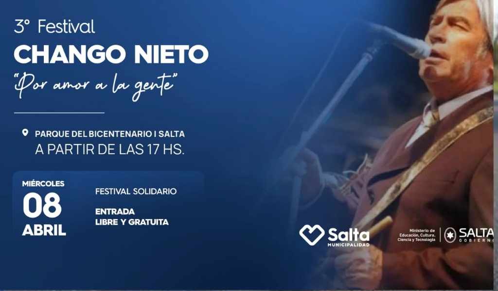 Llega una nueva edición del Festival Chango Nieto: Será este miércoles 8 de abril en el Parque del Bicentenario