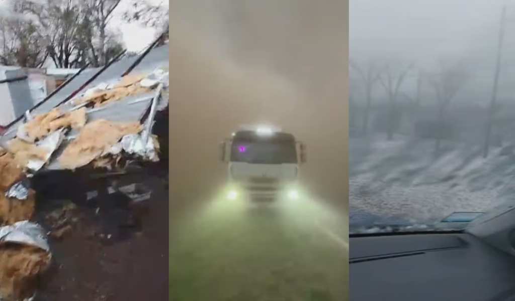 Fuerte temporal en Santa Fe: volcaron y despistaron camiones en las rutas y se mantiene la alerta por tormentas con granizo