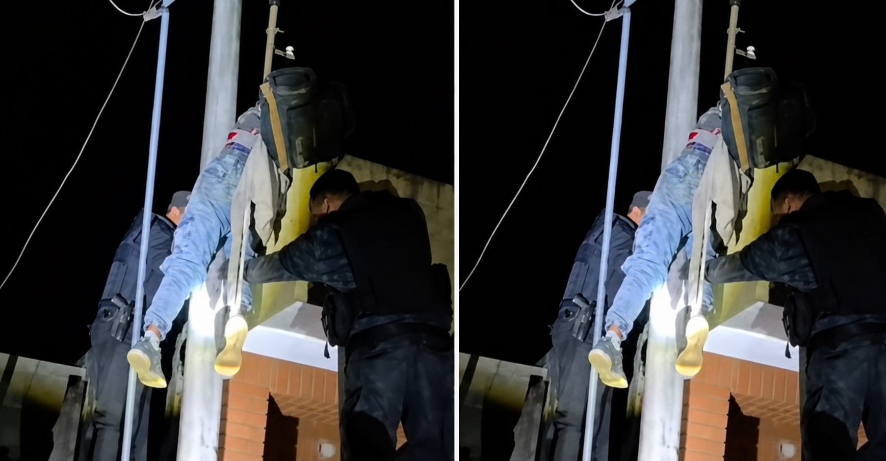 Bizarro intento de robo: En Metán un ladrón  quedó atrapado entre el techo y un poste del tendido eléctrico