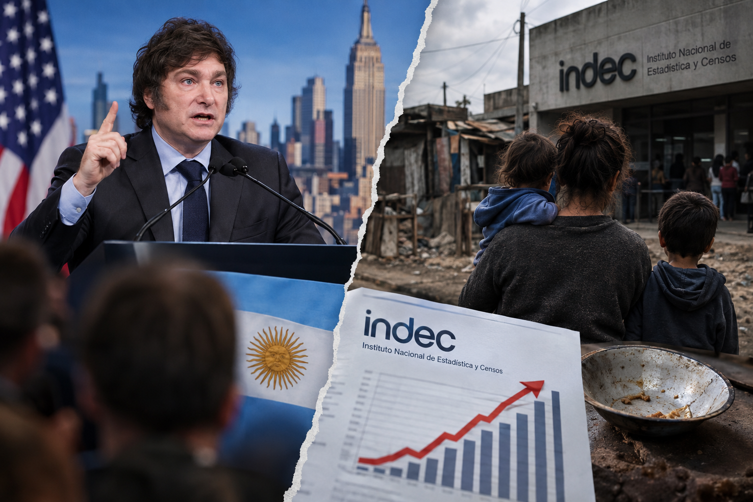 Papelón mundial: Mientras Milei decía en Nueva York que bajó la pobreza en la Argentina, dos días después el INDEC lo desmintió