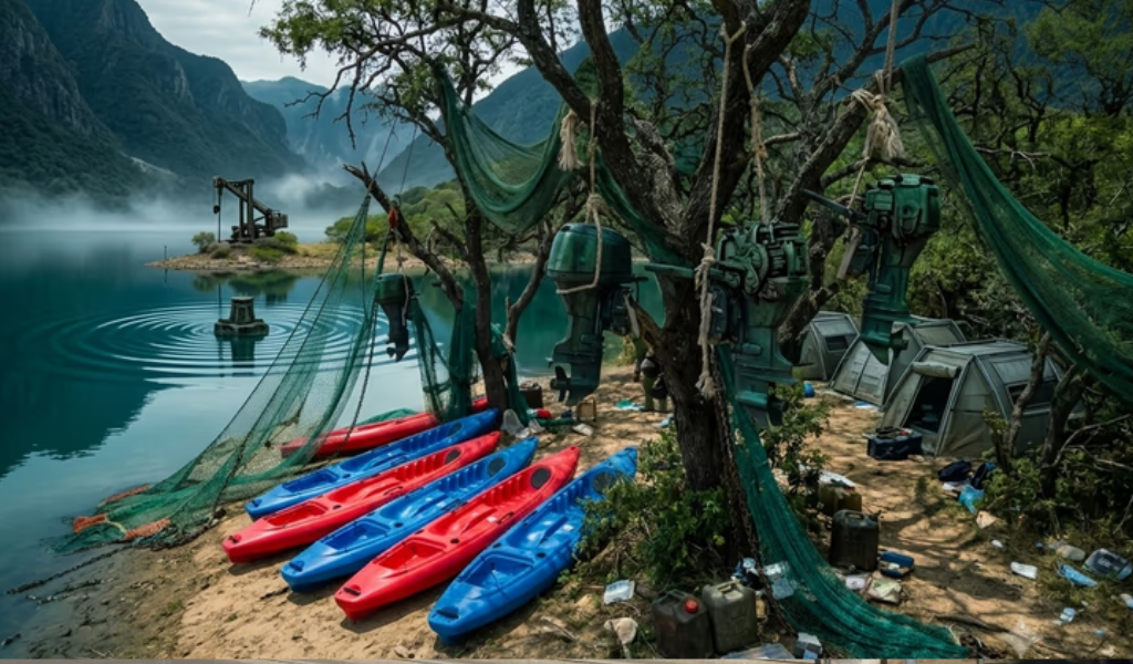 Insólito en Cabra Corral: Descubren un "búnker" de pesca ilegal con motores colgados de árboles y kayaks enterrados
