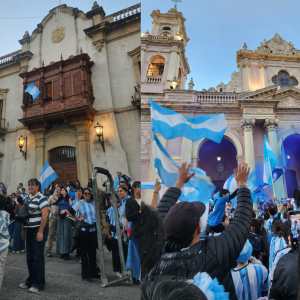 ¡Hasta Monseñor Cargnello se sumó a la fiesta! festejó el pase a la final con bandera en mano