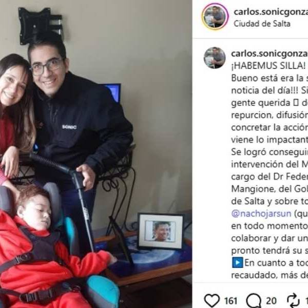 Gran noticia en Salta: Thomi obtuvo su silla postural y su familia reintegrará las donaciones a quienes lo soliciten