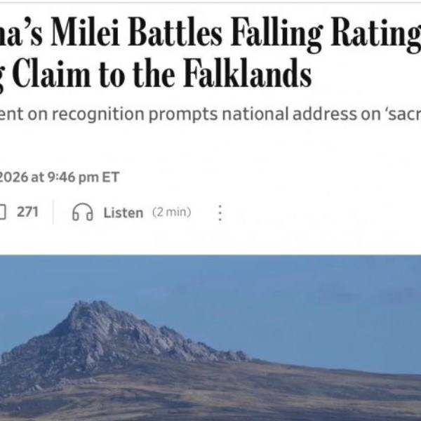 Wall Street Journal dice que Milei apeló a la causa Malvinas por su caída en las encuestas