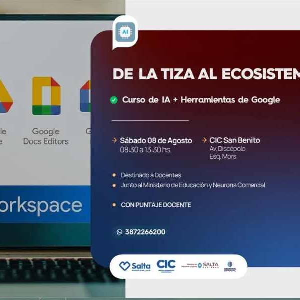 El Municipio de Salta dictará una capacitación en IA y herramientas de Google para docentes