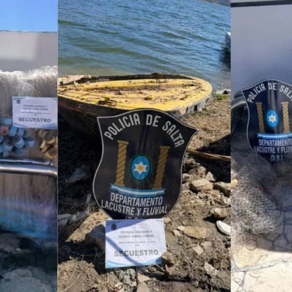 Policía lacustre secuestró un bote y más de 300 metros de redes de pesca en el dique Cabra Corral