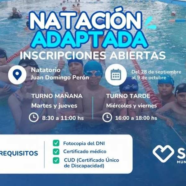 El Municipio abrió las inscripciones para Natación Adaptada en el natatorio Perón