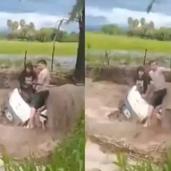 Aclaran que el hombre y la mujer  rescatadas en medio de una crecida en La Merced son vecinos de la zona