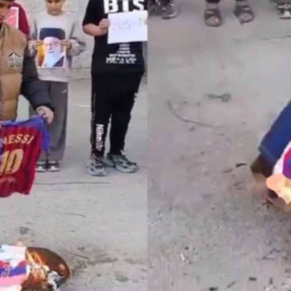 Niños iraníes queman camisetas de Messi tras la visita a Trump en la Casa Blanca